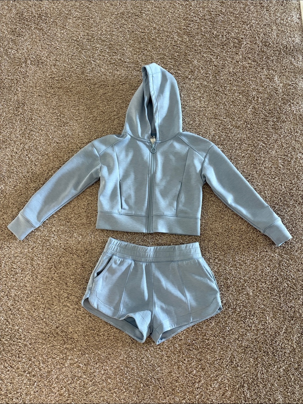 Yogalicious Light Blue Girls Hoodie & Shorts Set